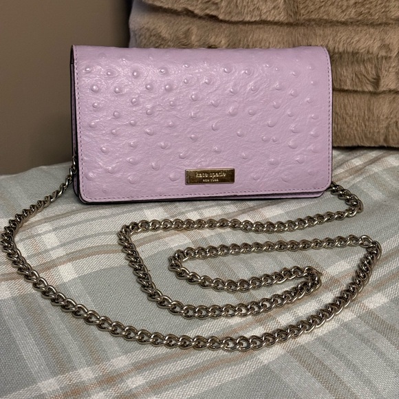 Kate Spade Lavender Textured Clutch with crossbody chain - Picture 3 of 5